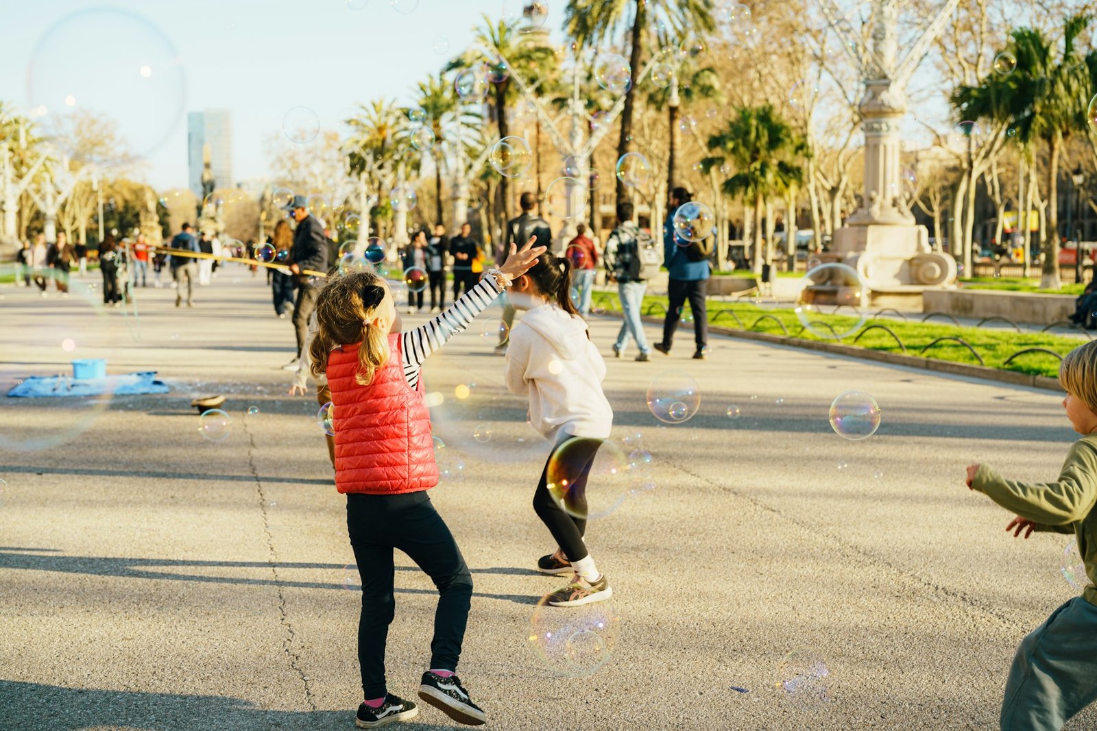 Children playing in a public park